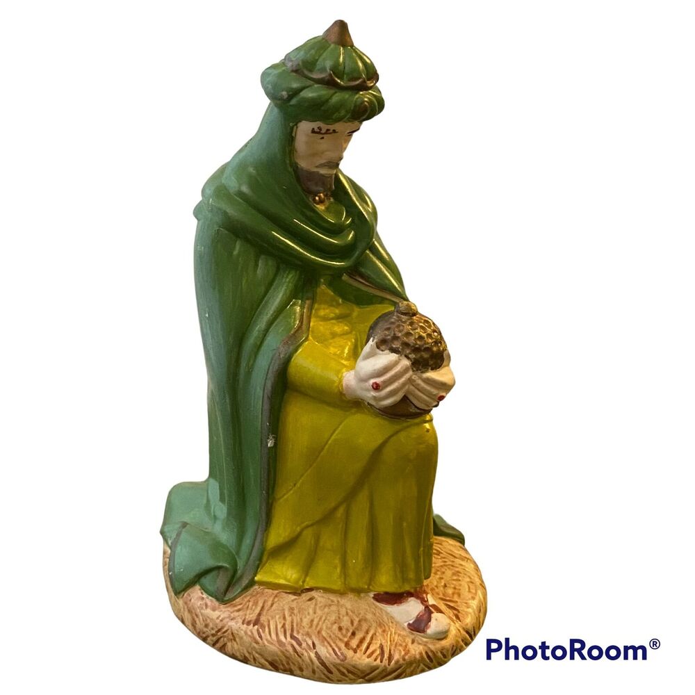 Vtg Holland Mold Ceramic Wise Man Kneeling One Knee Nativity 1965 Hand Painted